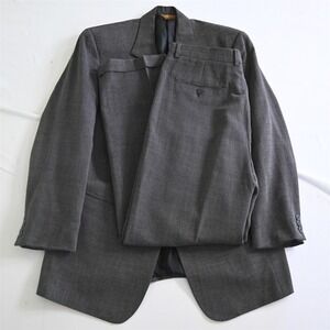 Vtg Donna Karan 44R 33x32 Brown Birdseye Italy Made Jacket Pants Suit